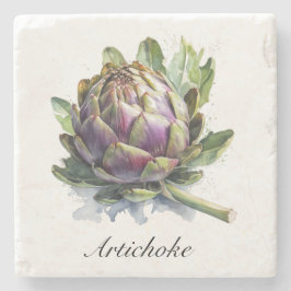 Posavasos De Piedra El Corazón del Jardín: Artichoke en acuarela