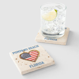 Posavasos De Piedra El Corazón Estadounidense Personalizado Con Su Ciu