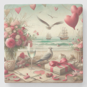 Posavasos De Piedra El día de San Valentín costero/náutico