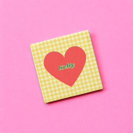 Posavasos De Piedra El día de San Valentín de Gingham amarillo del cor