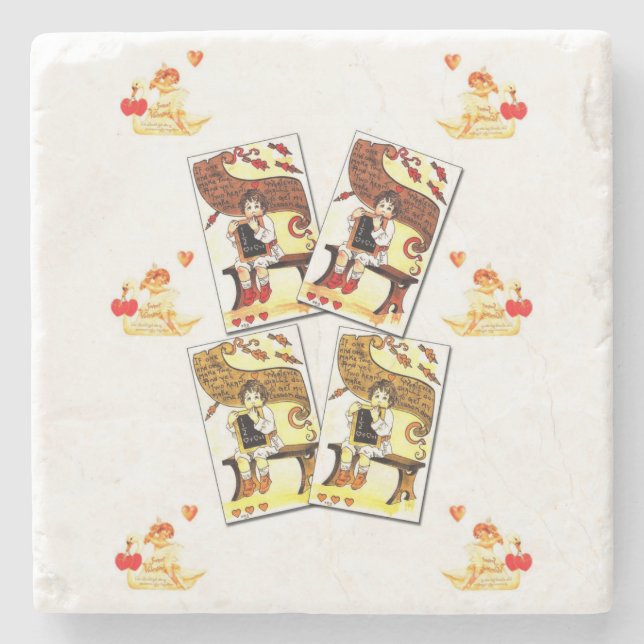 Posavasos De Piedra El día de San Valentín de Pascua de Piedra de Márm (Anverso)