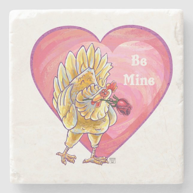 Posavasos De Piedra El día de San Valentín de pollo (Anverso)