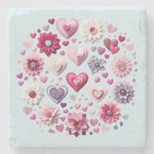 Posavasos De Piedra El día de San Valentín floral
