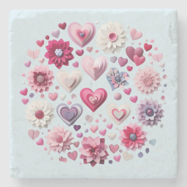 Posavasos De Piedra El día de San Valentín floral (Anverso)
