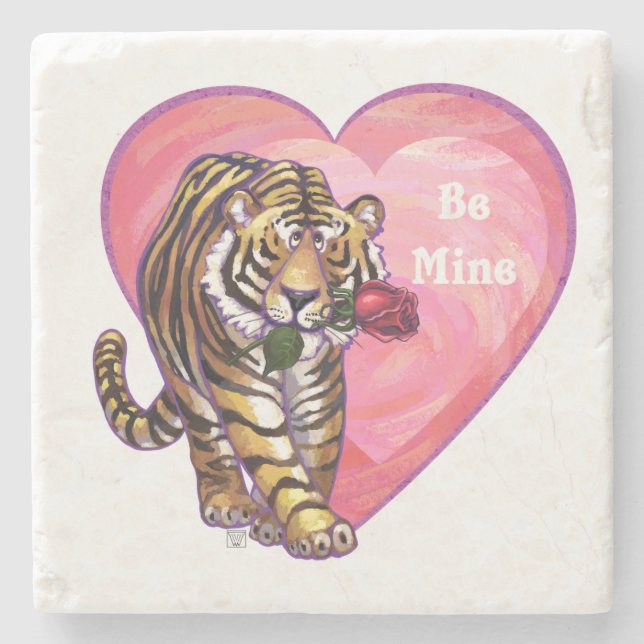 Posavasos De Piedra El día de San Valentín Tiger (Anverso)