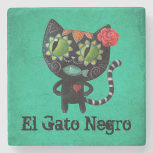 Posavasos De Piedra El día del gato negro muerto