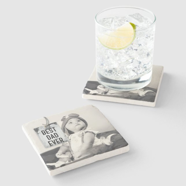 Posavasos De Piedra El Día del Padre de la foto del mejor Personalizad (Lateral)