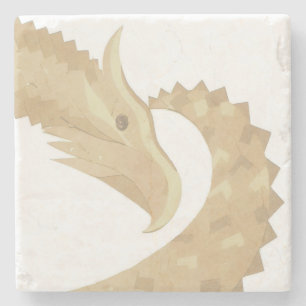 Posavasos De Piedra El dragón del corazón de arenisca sobre blanco