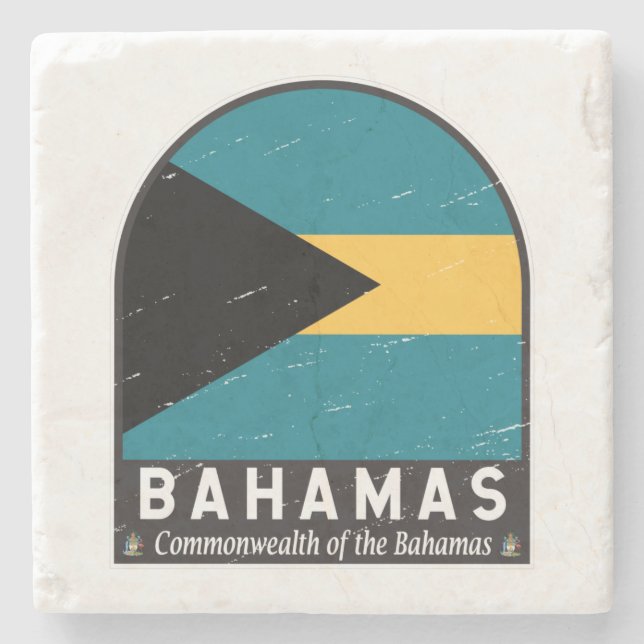 Posavasos De Piedra El emblema de la bandera de las Bahamas es un mal  (Anverso)