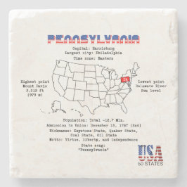 Posavasos De Piedra El estado norteamericano de Pensilvania en un mapa