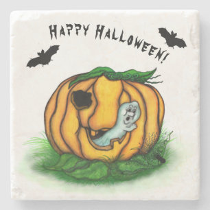 Posavasos De Piedra El fantasma de Halloween , Bat , Ghost y Spider