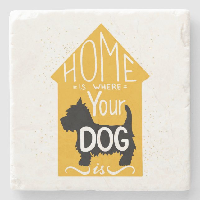 Posavasos De Piedra El hogar es donde está el perro (Anverso)