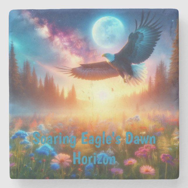 Posavasos De Piedra El horizonte del alba del águila se eleva (Anverso)