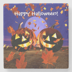 Posavasos De Piedra El jugar de las calabazas de Halloween
