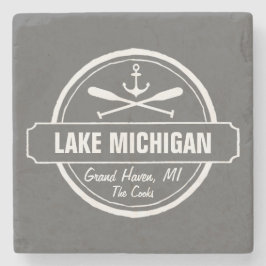 Posavasos De Piedra El lago Michigan, ciudad de encargo, nombre,