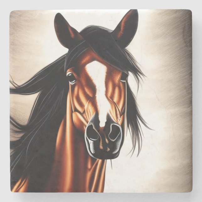 Posavasos De Piedra El Majestuoso Mustang - El Espíritu De Libertad (Anverso)