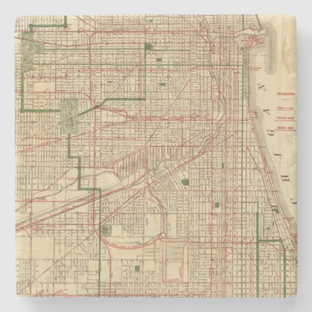 Posavasos De Piedra El mapa de Blanchard de Chicago (Anverso)