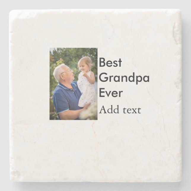 Posavasos De Piedra El mejor abuelo siempre agrega el nombre de la fot (Anverso)