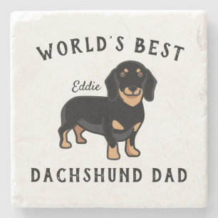 Posavasos De Piedra El mejor papá del mundo para Dachshund Personaliza