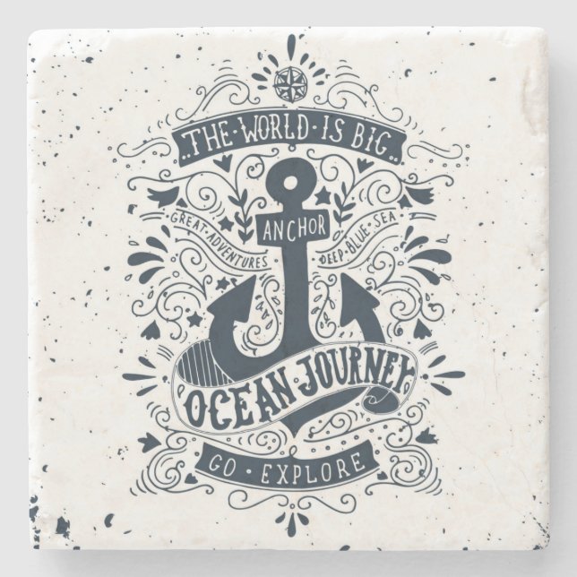 Posavasos De Piedra El mundo es grande - vaya exploran (Anverso)