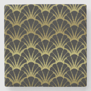 Posavasos De Piedra El negro retro del art déco/el oro Shell escala e