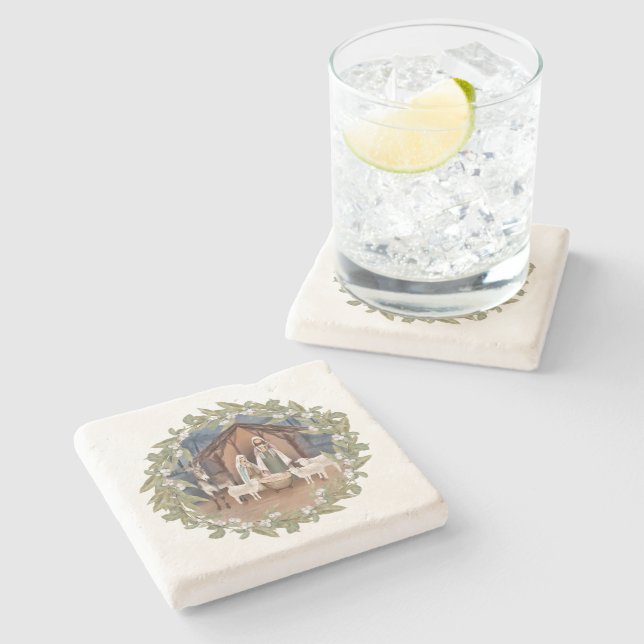 Posavasos De Piedra El niño Jesús en el Papel de Envoltura de la Nativ (Lateral)