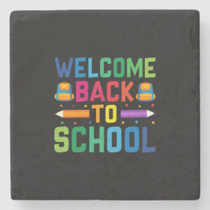 Posavasos De Piedra El profesor es bienvenido de vuelta a la escuela