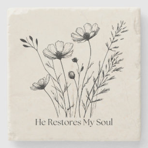 Posavasos De Piedra Él Restaura Mi Alma Diseño Minimalista