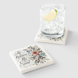 Posavasos De Piedra Él restaura mi alma floral