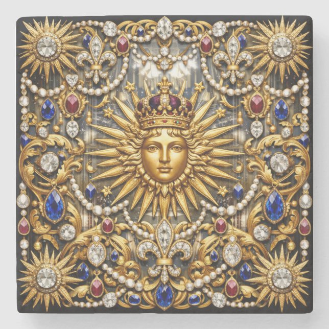 Posavasos De Piedra El Rey Sol Versalles francés ornamentado (Anverso)
