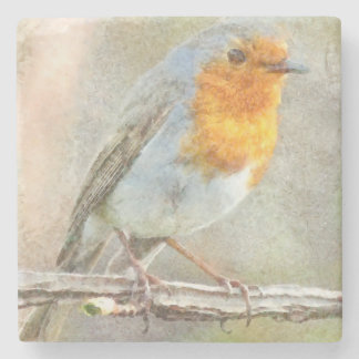 Posavasos De Piedra El Robin Es Una Acuarela Gabriel