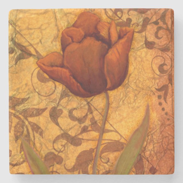 Posavasos De Piedra El rojo florece II (Anverso)