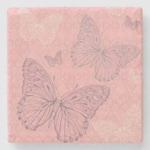 Posavasos De Piedra El rosa de la mariposa