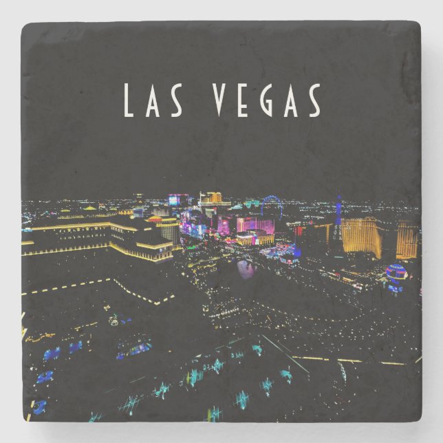 Posavasos De Piedra El Skyline de Las Vegas de noche (Anverso)