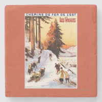 El Sledding y esquí en el poster de los Vosgos