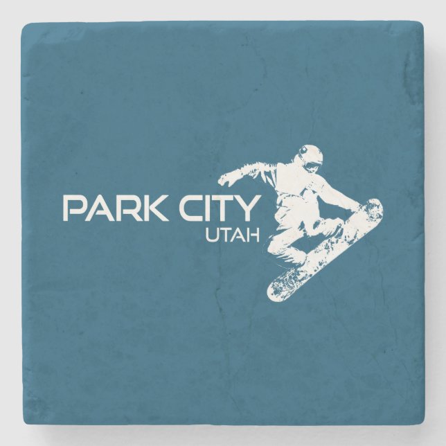 Posavasos De Piedra El Snowboarder de Park City Utah (Anverso)