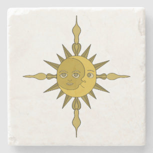 Posavasos De Piedra El sol y la luna
