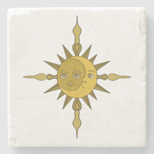 Posavasos De Piedra El sol y la luna (Anverso)