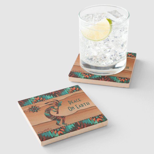 Posavasos De Piedra El Suroeste De Kokopelli Jugando A La Flauta (Lateral)