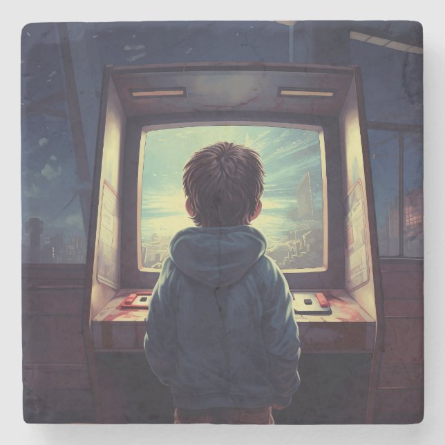 Posavasos De Piedra El último nivel | Un sueño de arcada retro (Anverso)