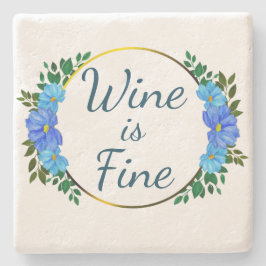 Posavasos De Piedra El vino es bello Funny el confort floral azul