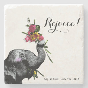 Posavasos De Piedra ¡Elefante alegre - viva para el día!