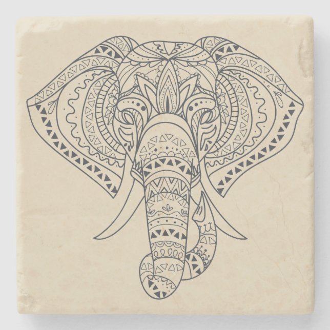 Posavasos De Piedra elefante tribal arte animal africano (Anverso)