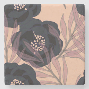 Posavasos De Piedra Elegancia abstracta floral, fondo artístico.