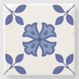 Posavasos De Piedra Elegancia con flores azules