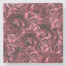 Posavasos De Piedra Elegancia de flores de Borgoña