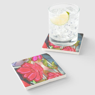 Posavasos De Piedra Elegancia Eléctrica en Rosa