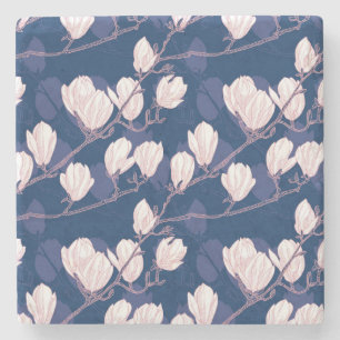 Posavasos De Piedra Elegancia Magnolia: Floración Primaveral Azul Mari