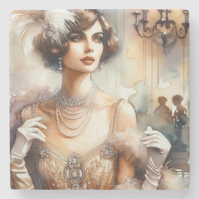 Posavasos De Piedra Elegancia vintage Art Deco (Anverso)