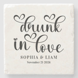 Posavasos De Piedra Elegant Drunk in Love Script Wedding